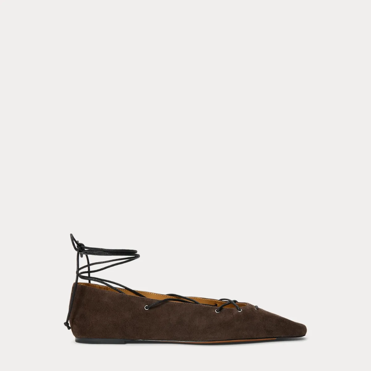 Suede Lace-Up Pointed Ballet Flat by Polo Ralph Lauren