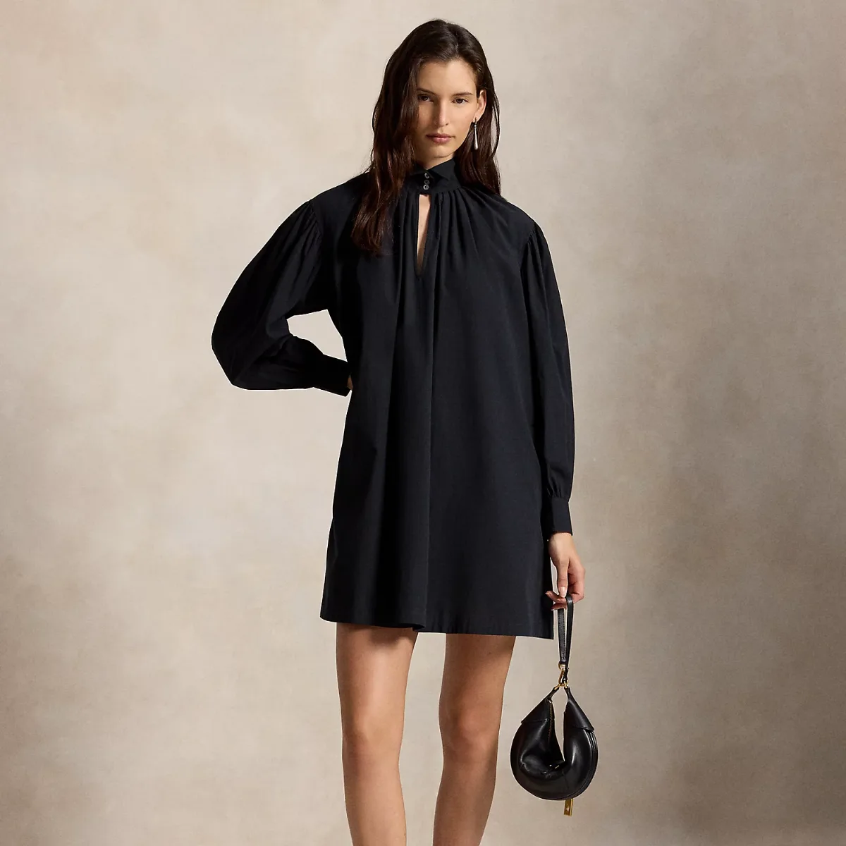 Pleated Tuxedo-Collar Dress by Polo Ralph Lauren