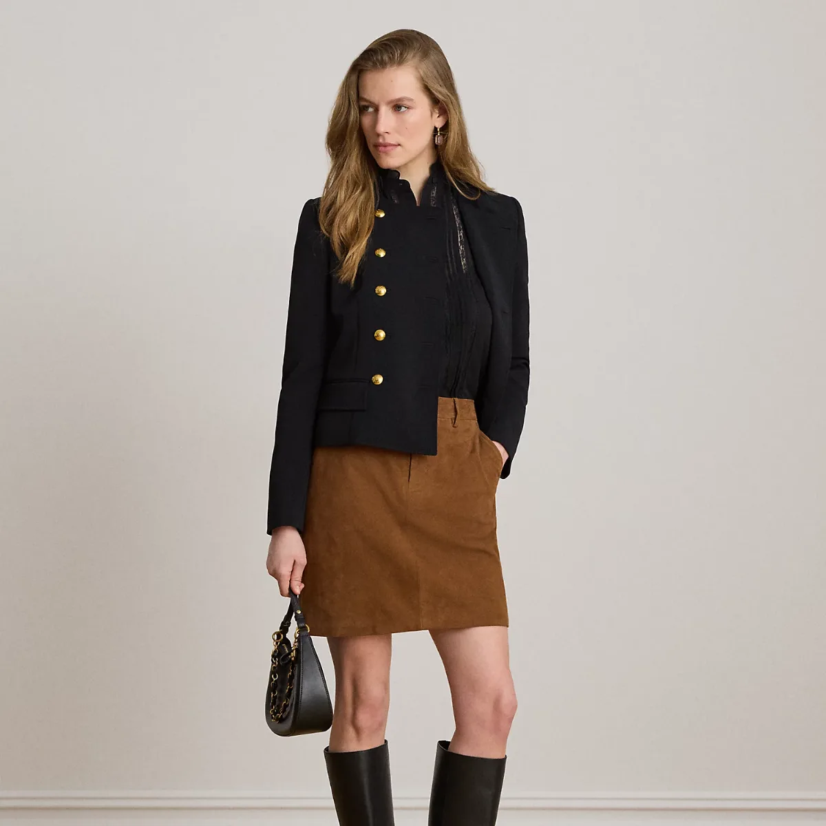 Goat-Suede Pencil Miniskirt by Lauren Ralph Lauren