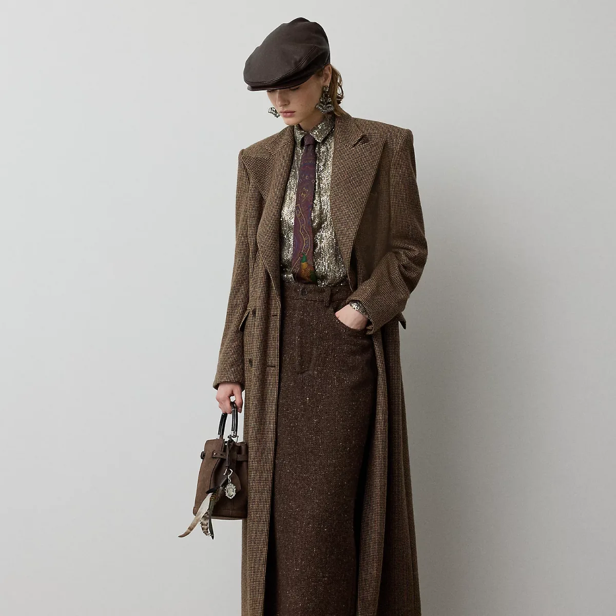 Affton Windowpane Pied De Poule Coat by Ralph Lauren Collection