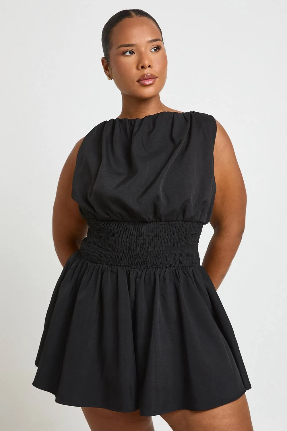 Shirred Waist Playsuit by boohoo