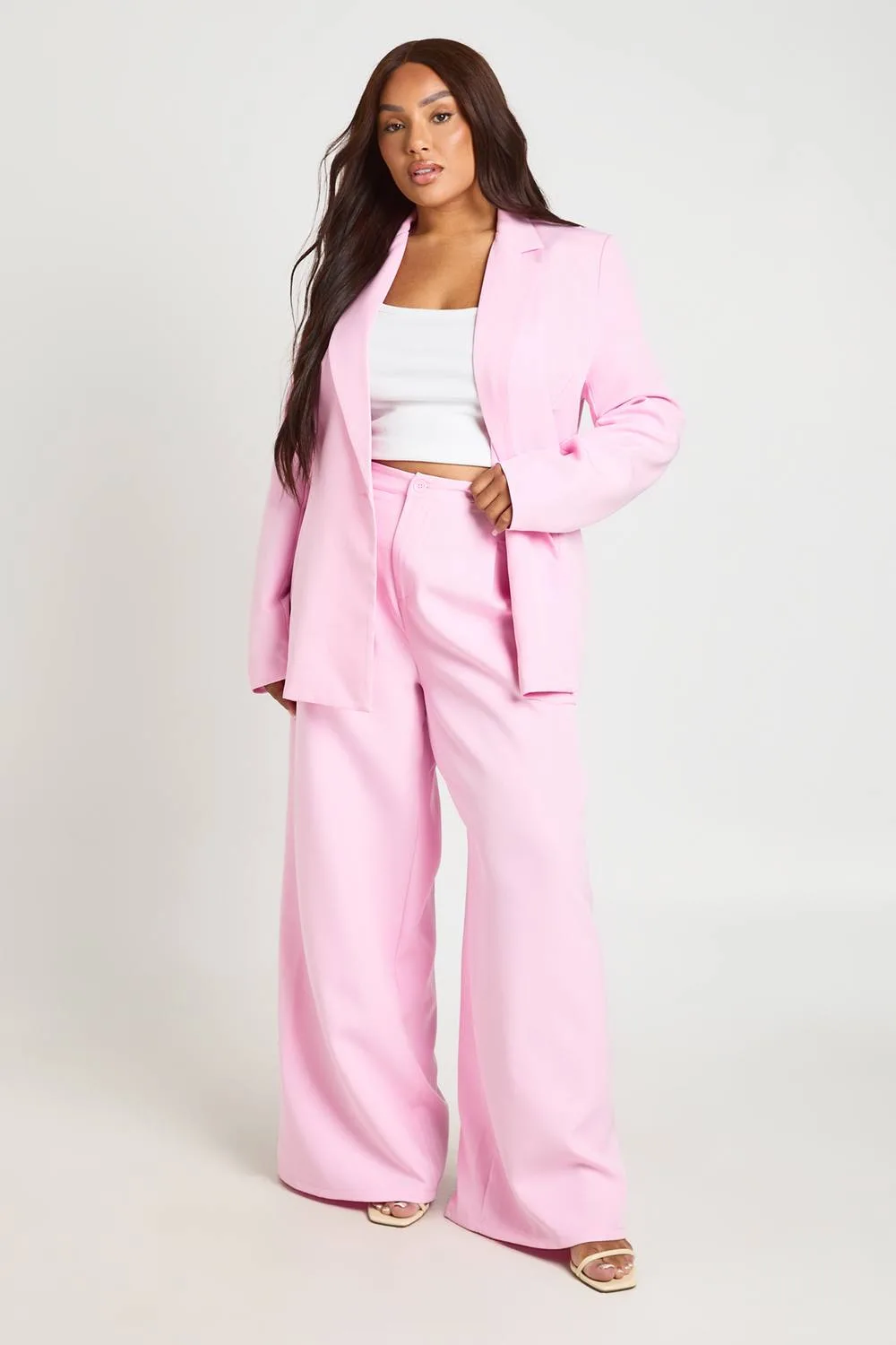 Pleated Front Wide Leg Trousers by boohoo