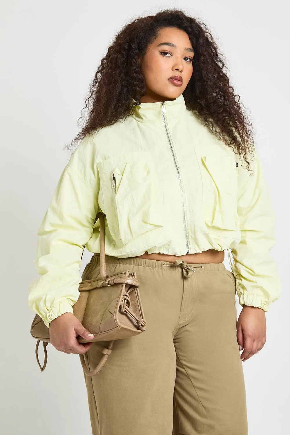 Funnel Neck Cropped Utility Jacket by boohoo