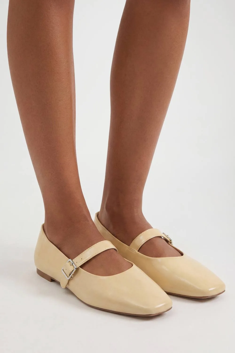 Extra Wide Fit Square Toe Ballet Flats by boohoo