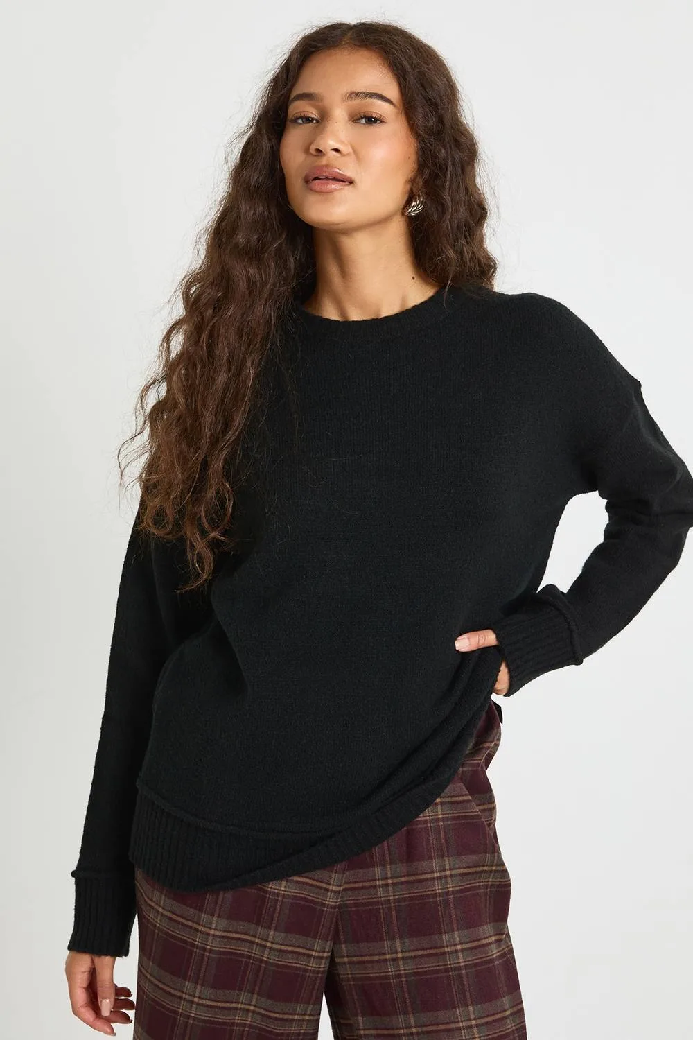 Crew Neck Knit Jumper by boohoo