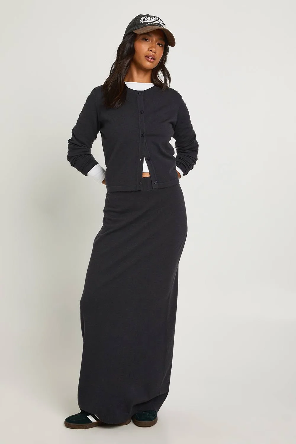 Rib Knit Maxi Skirt by boohoo