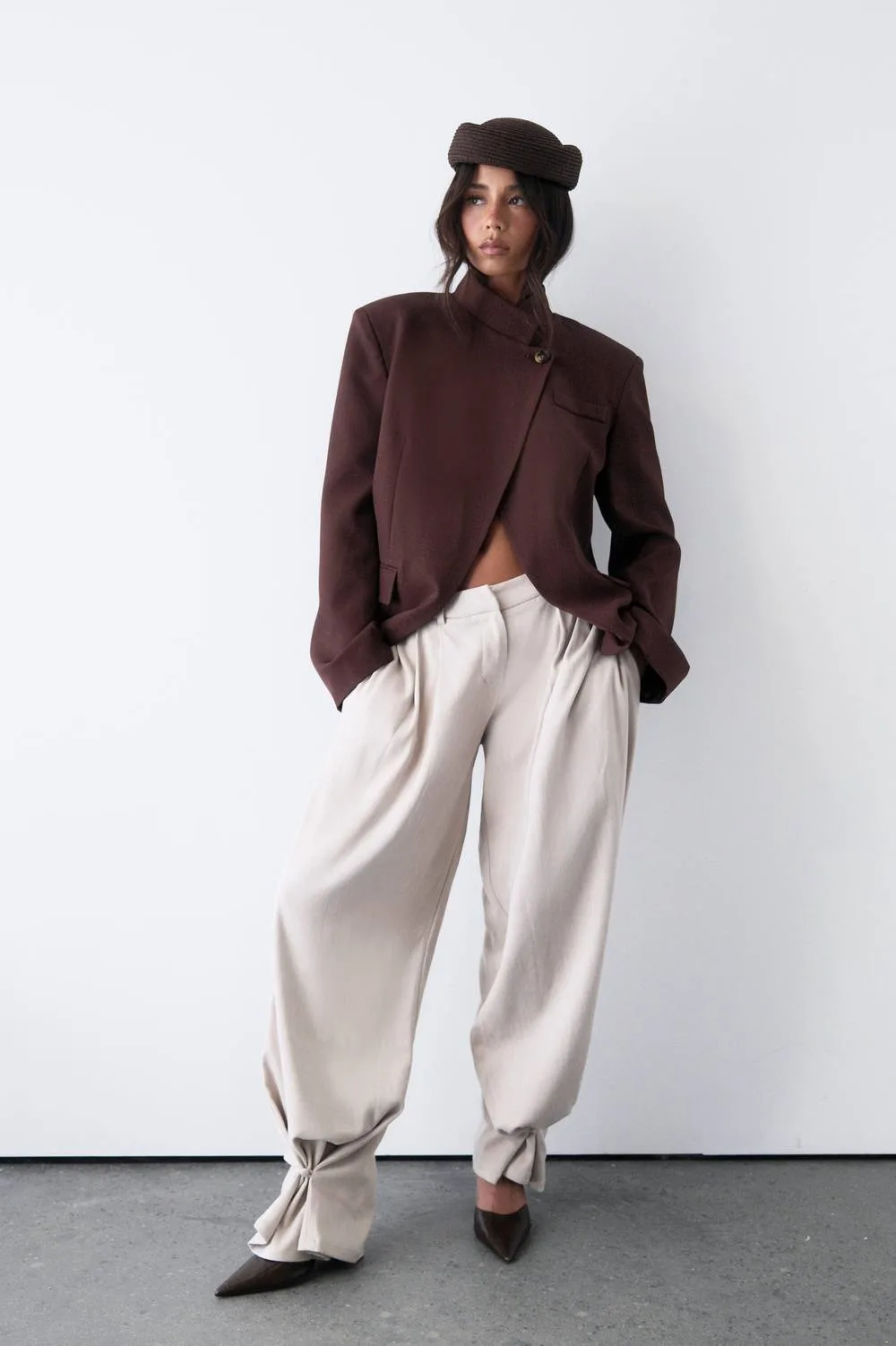 Tonal Stripe Cuff Detail Tailored Trousers by boohoo