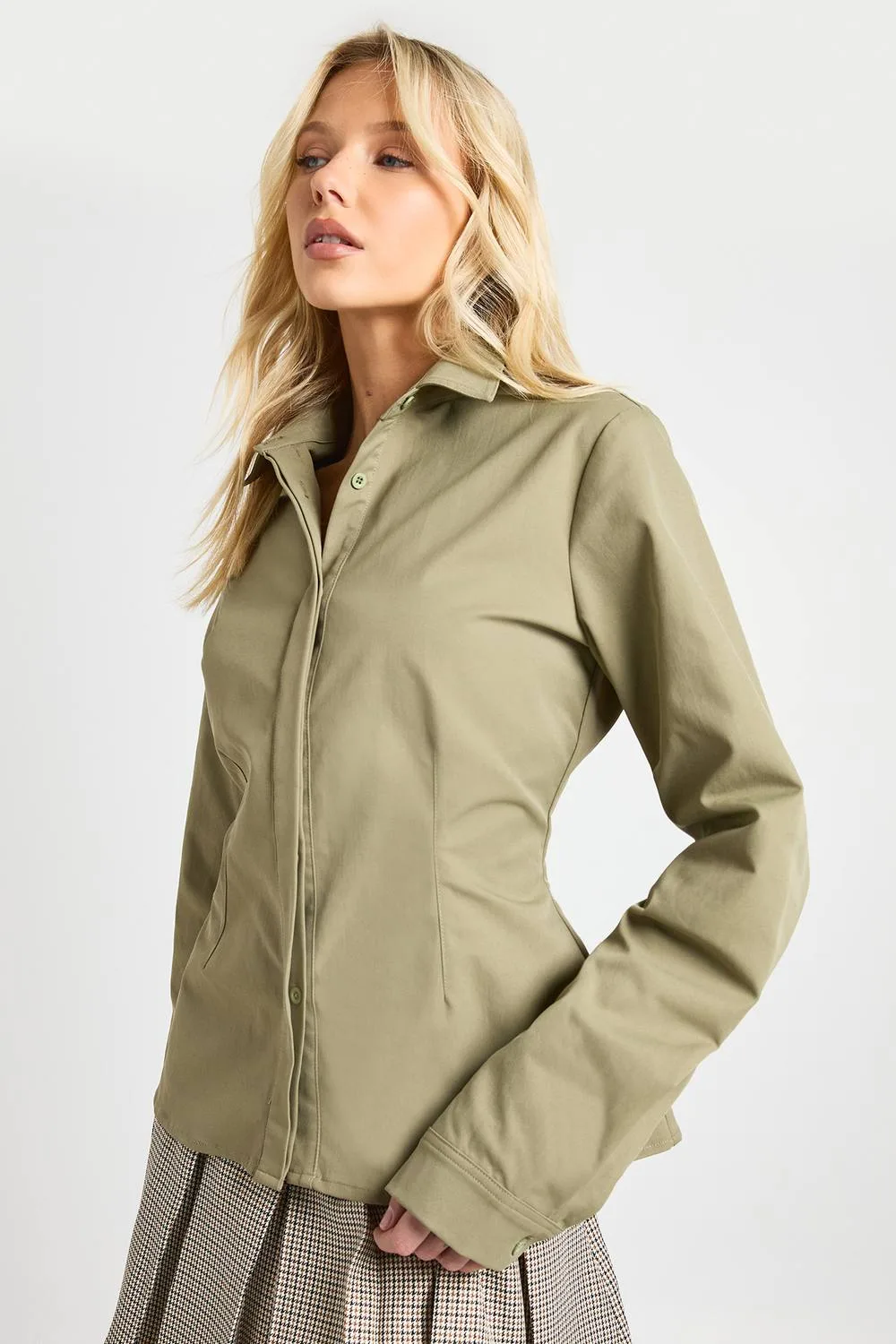Twill Fitted Shirt by boohoo