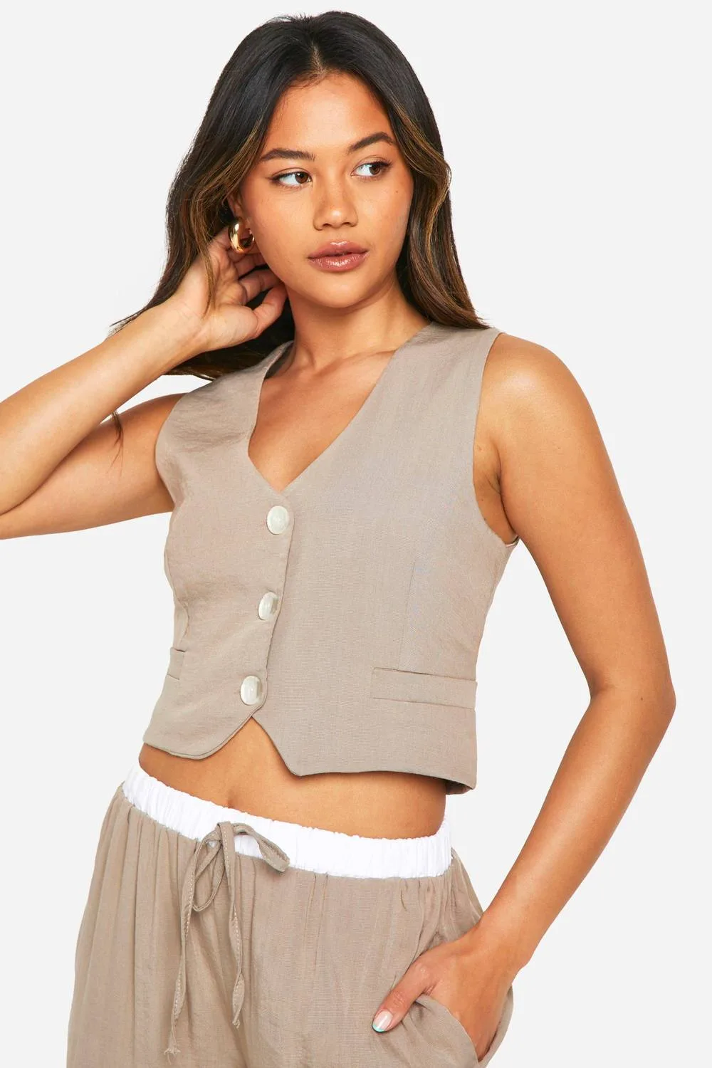 Woven Textured Waistcoat by boohoo