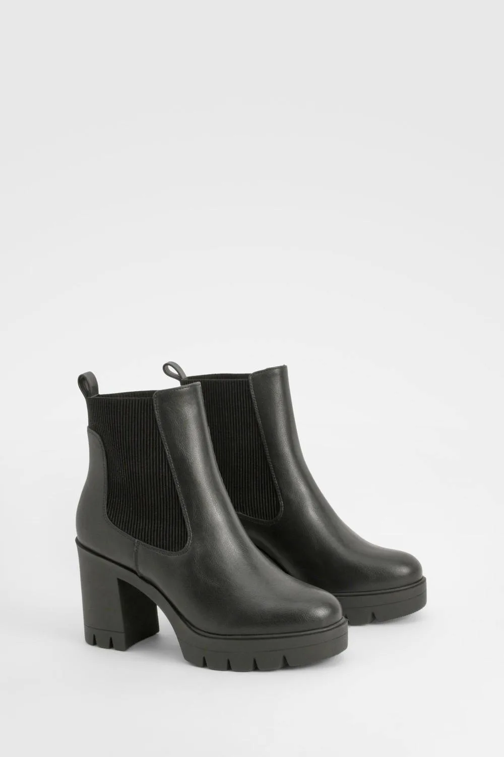 Wide Fit Textured Chunky Heeled Chelsea Boot by boohoo
