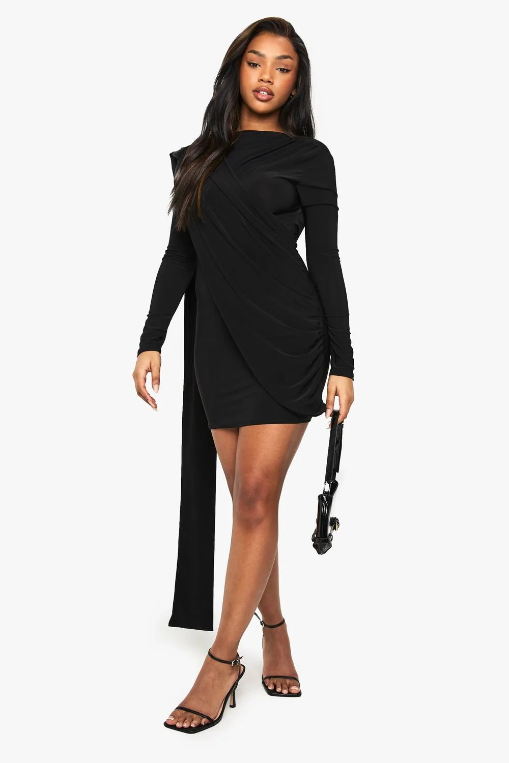 Slinky Drape Backless Mini Dress by boohoo