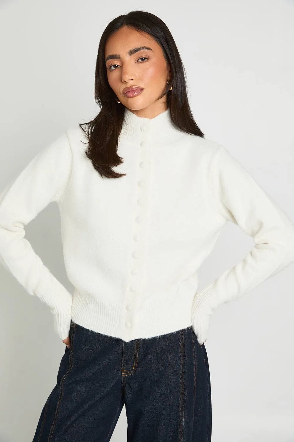 Supersoft Brushed Knit Button Cardigan