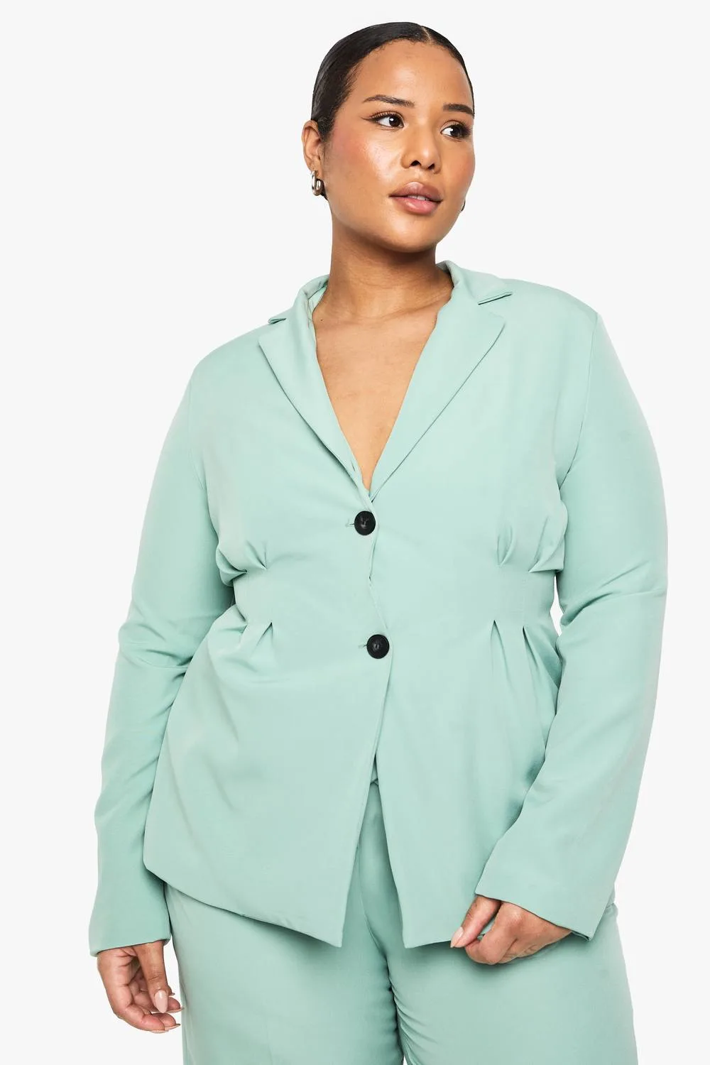 Woven Cinched Waist Blazer by boohoo