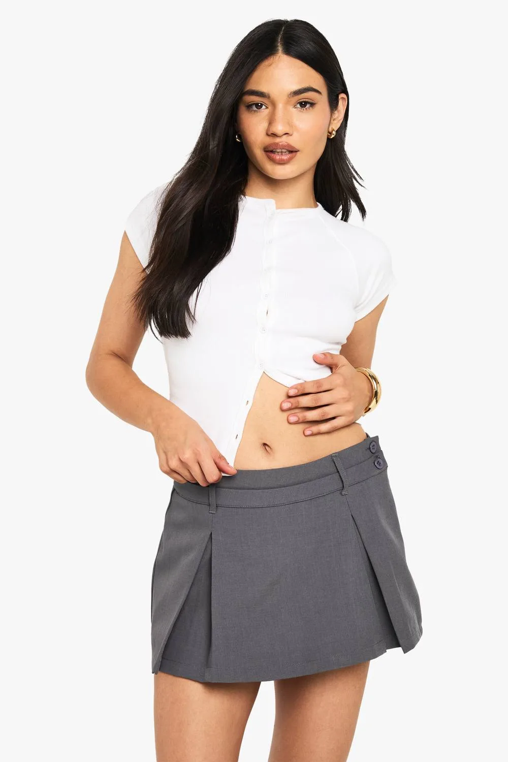 Box Pleat Skort by boohoo