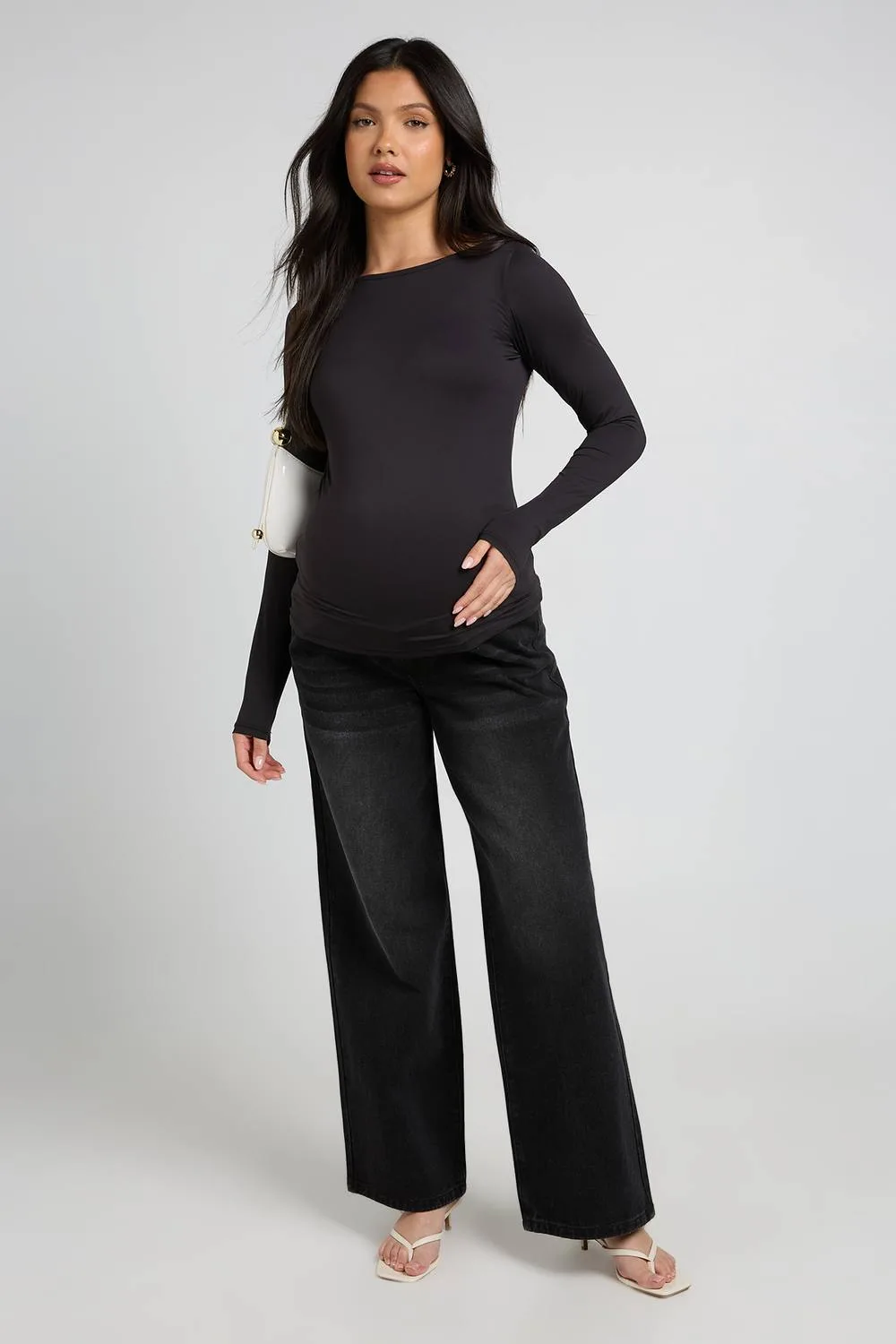Maternity Second Skin Long Sleeve Slash Neck Top by boohoo