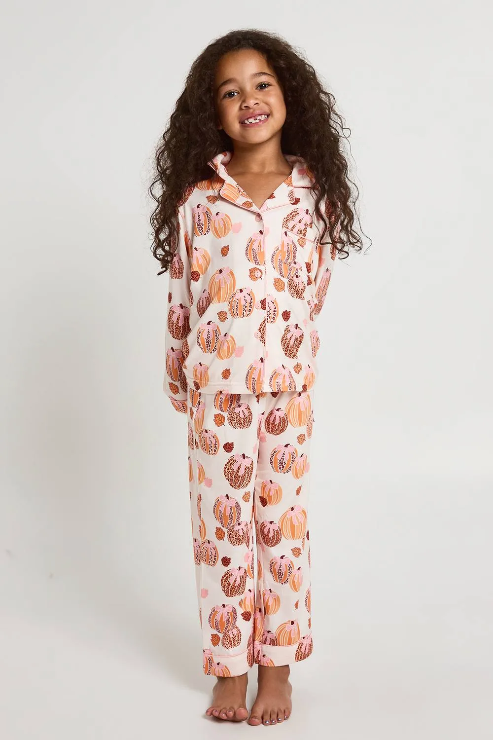 Matching Family Super Soft Leopard Pumpkin Print Long Sleeve Shirt & Trousers Pyjama Set by boohoo
