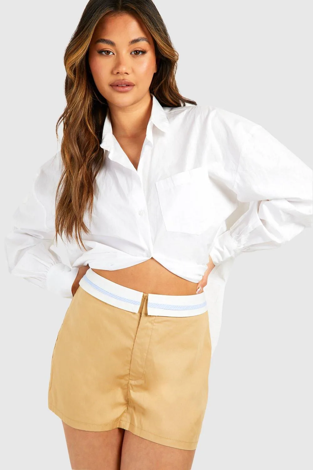 Contrast Waist Skort by boohoo