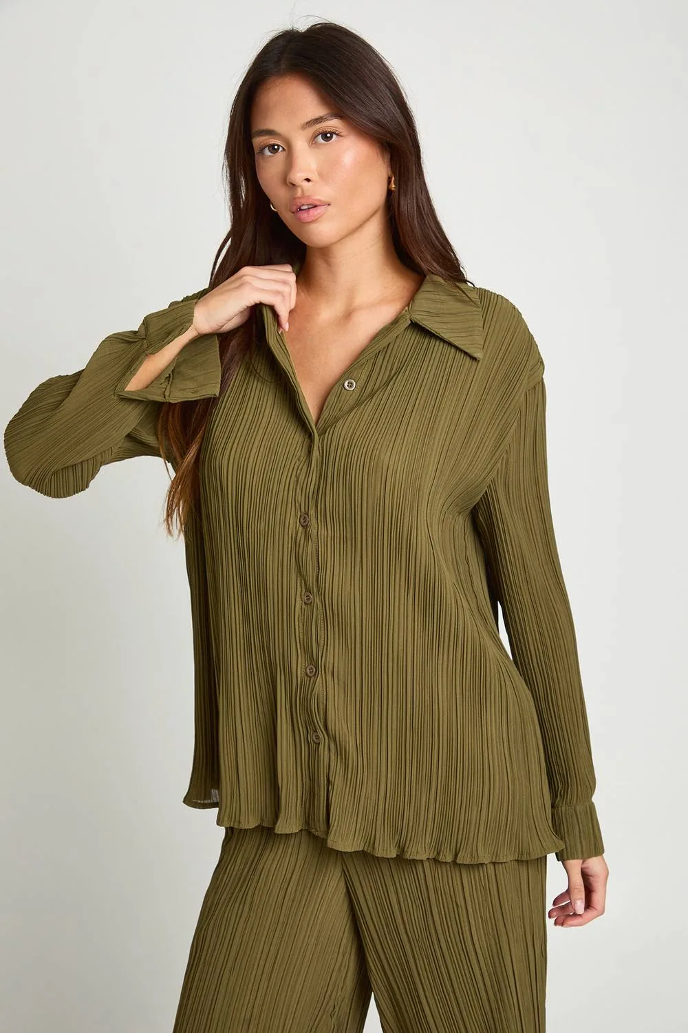 Plisse Oversized Shirt by boohoo