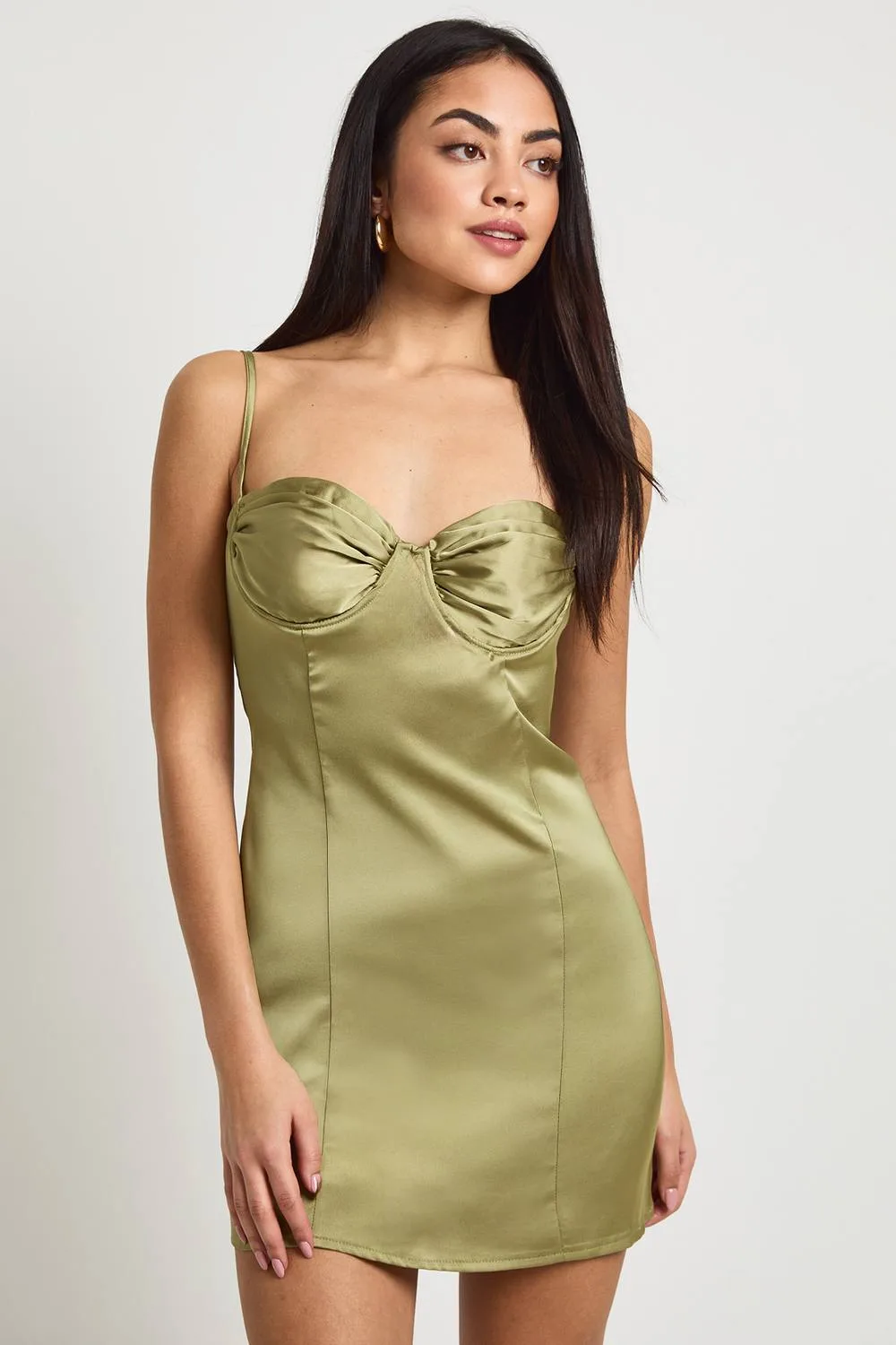 Ruched Cup Satin Mini Dress by boohoo