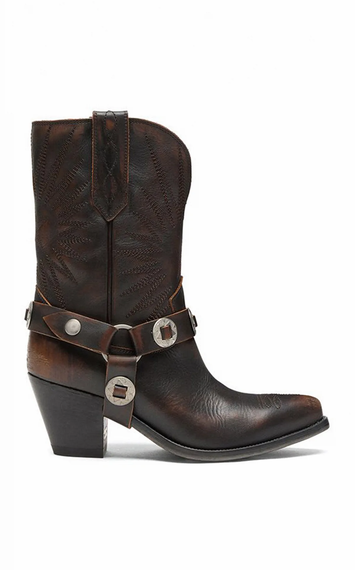 70 Wish Star Low Distressed Leather Boots by Golden Goose
