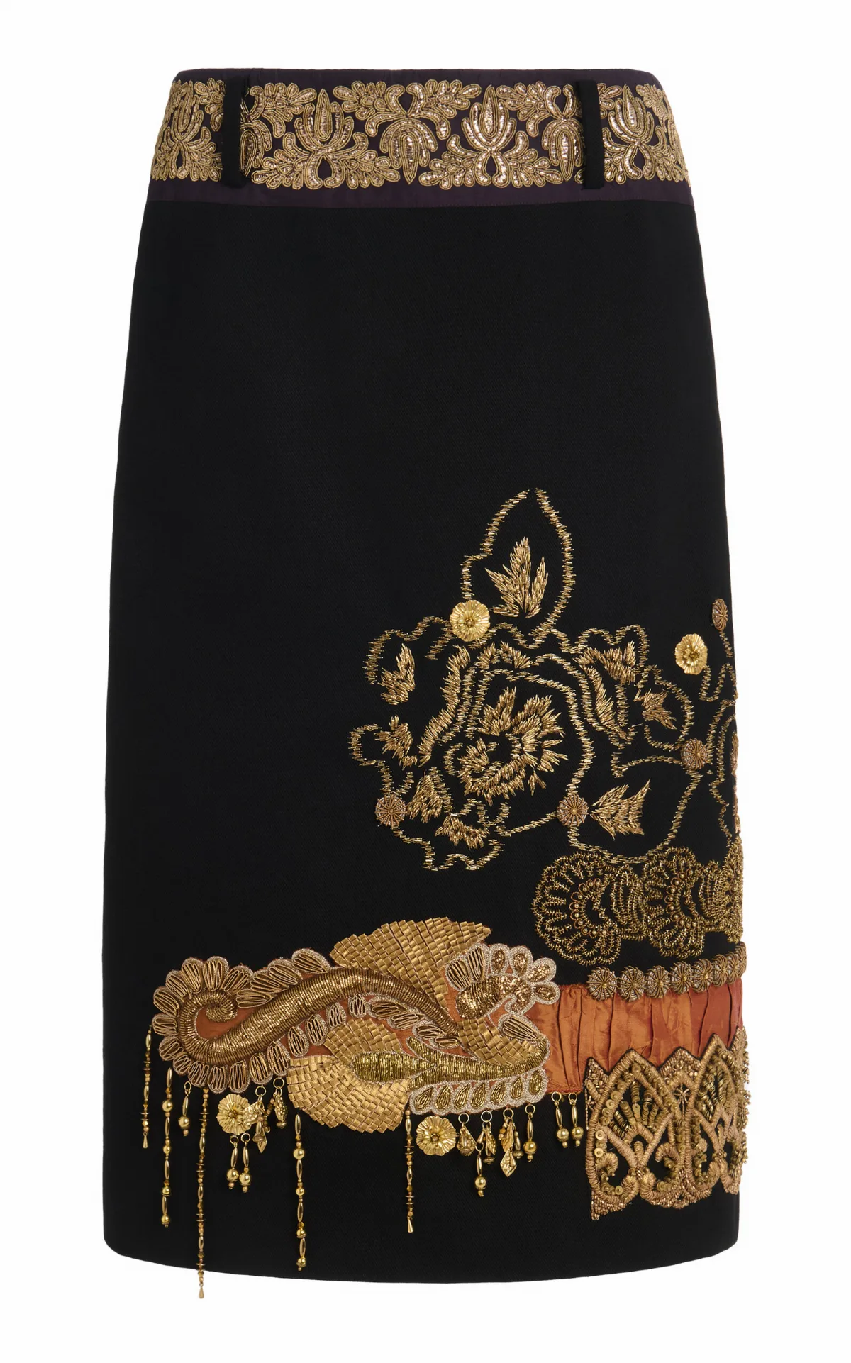 Sentista Embroidered Cotton Midi Skirt by Dries Van Noten
