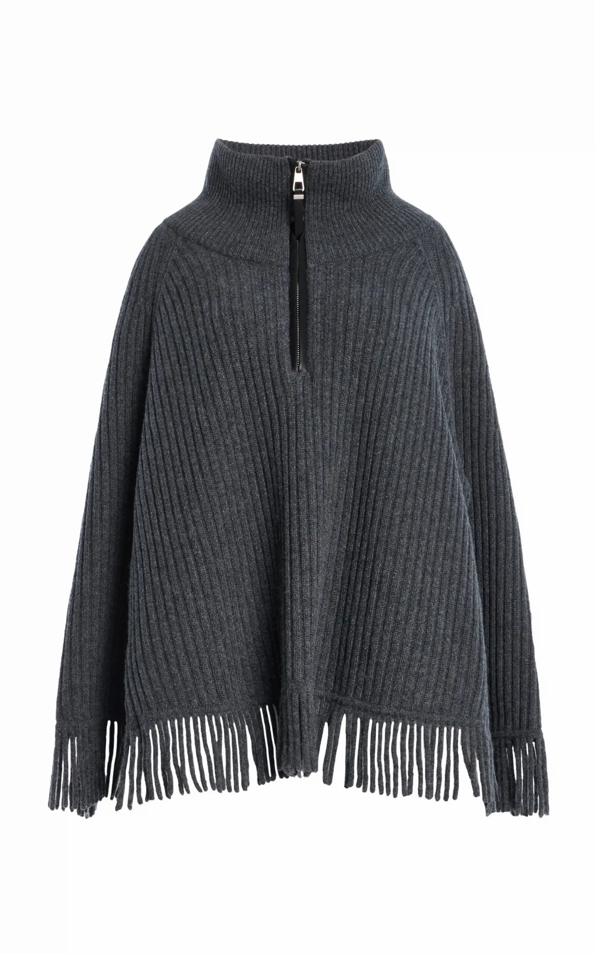 Danni Quarter Zip Wool-Cashmere Poncho Top by Simkhai
