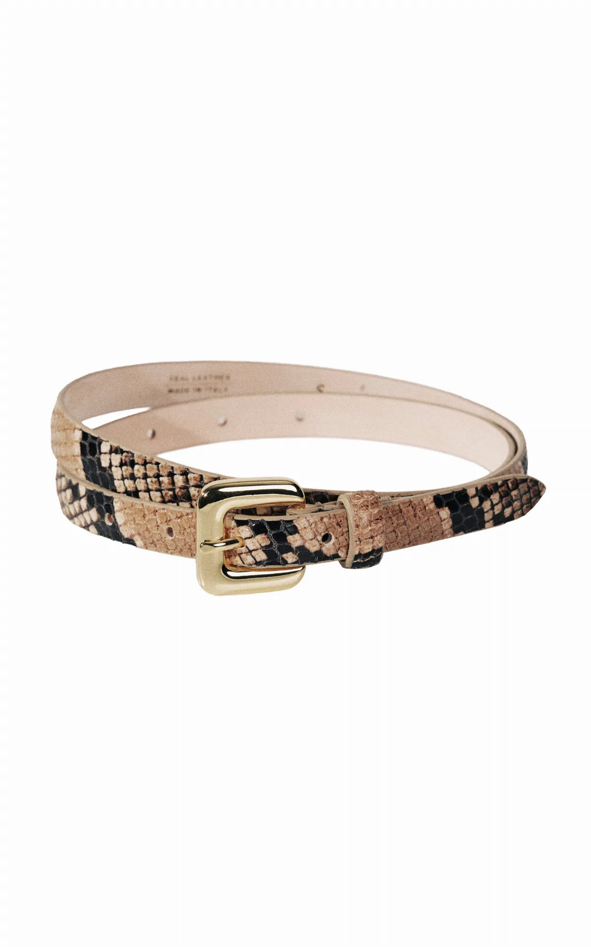 Mara Snakeskin-Printed Leather Belt by Dhanche