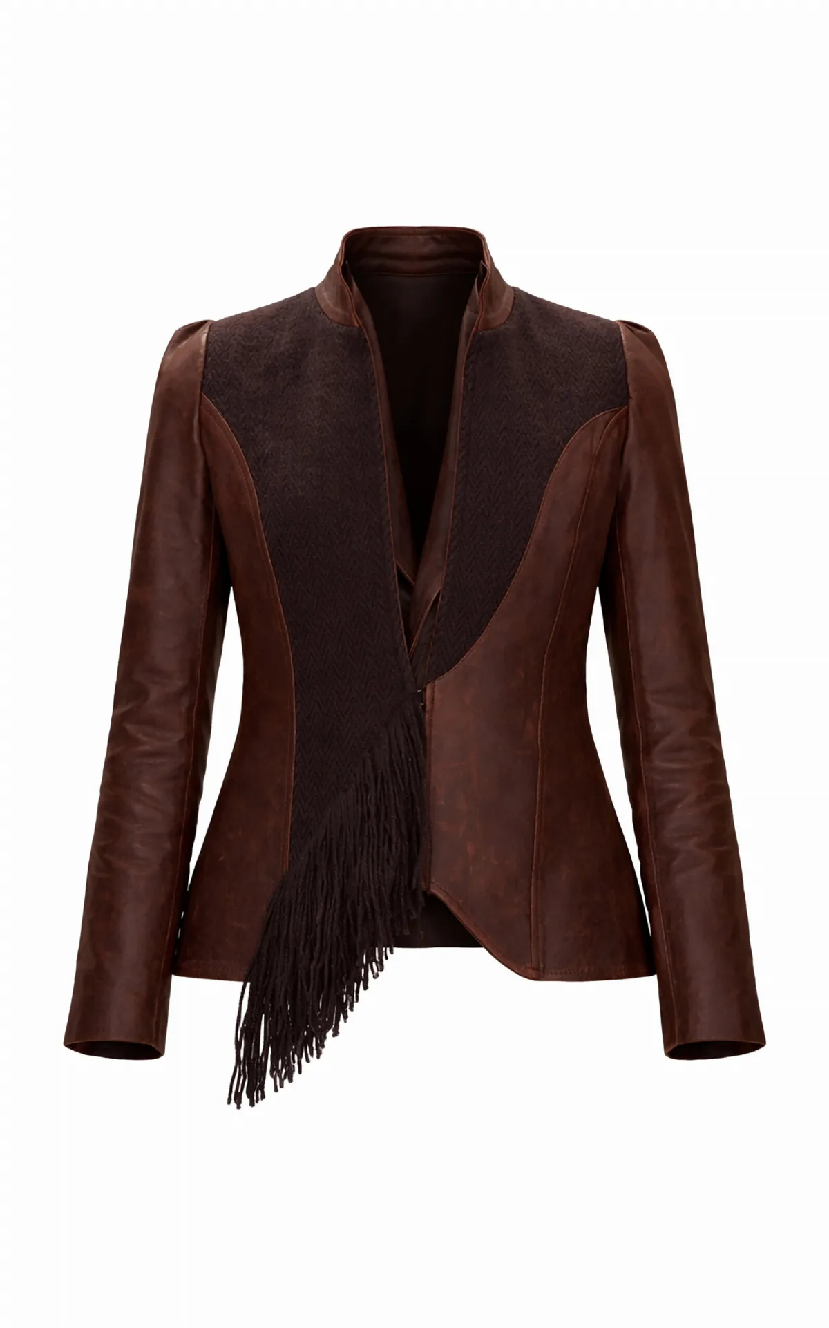 Espiga Leather-Wool Blazer by Curatoria