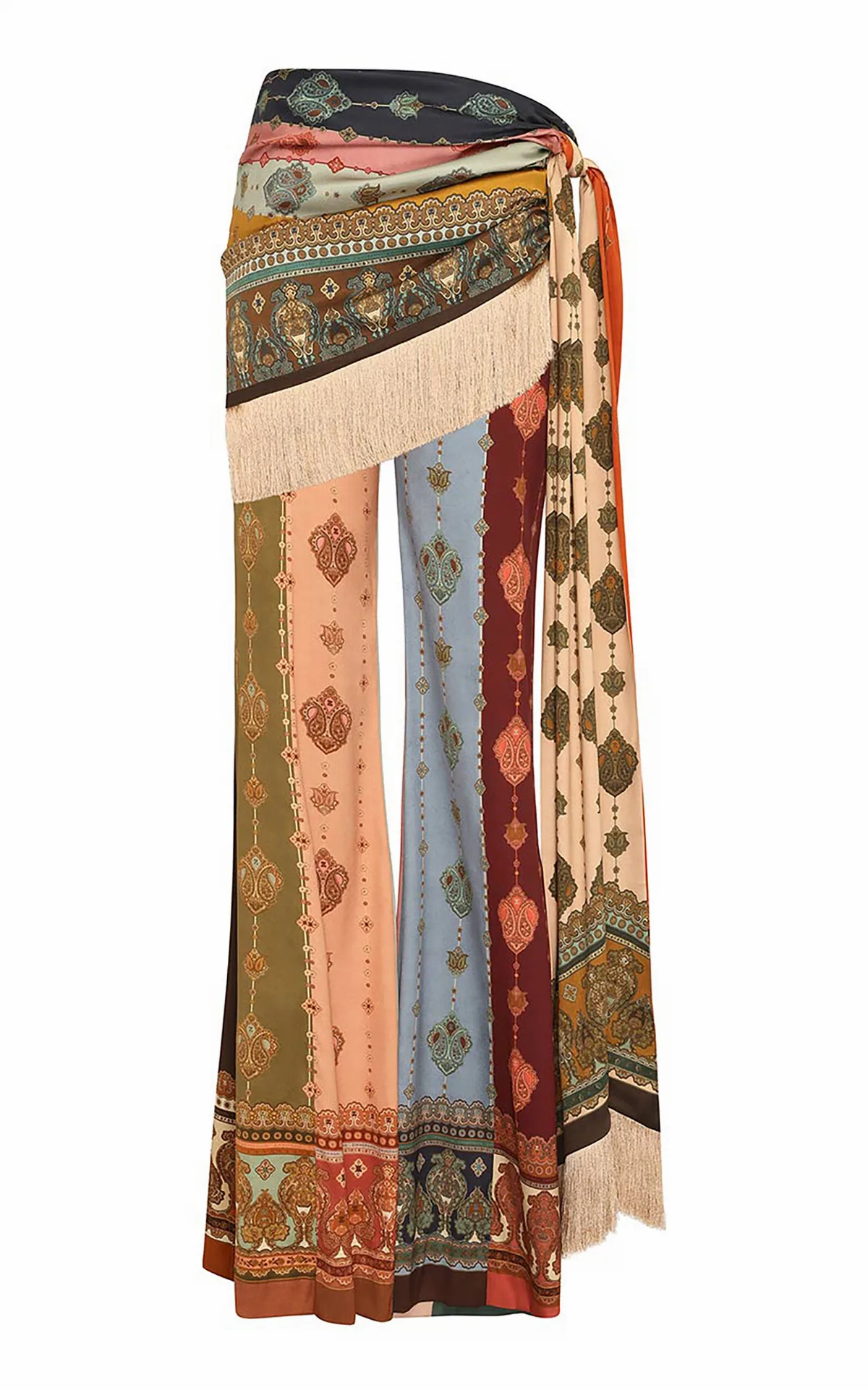 Valiant Fringed Silk Flared Pants