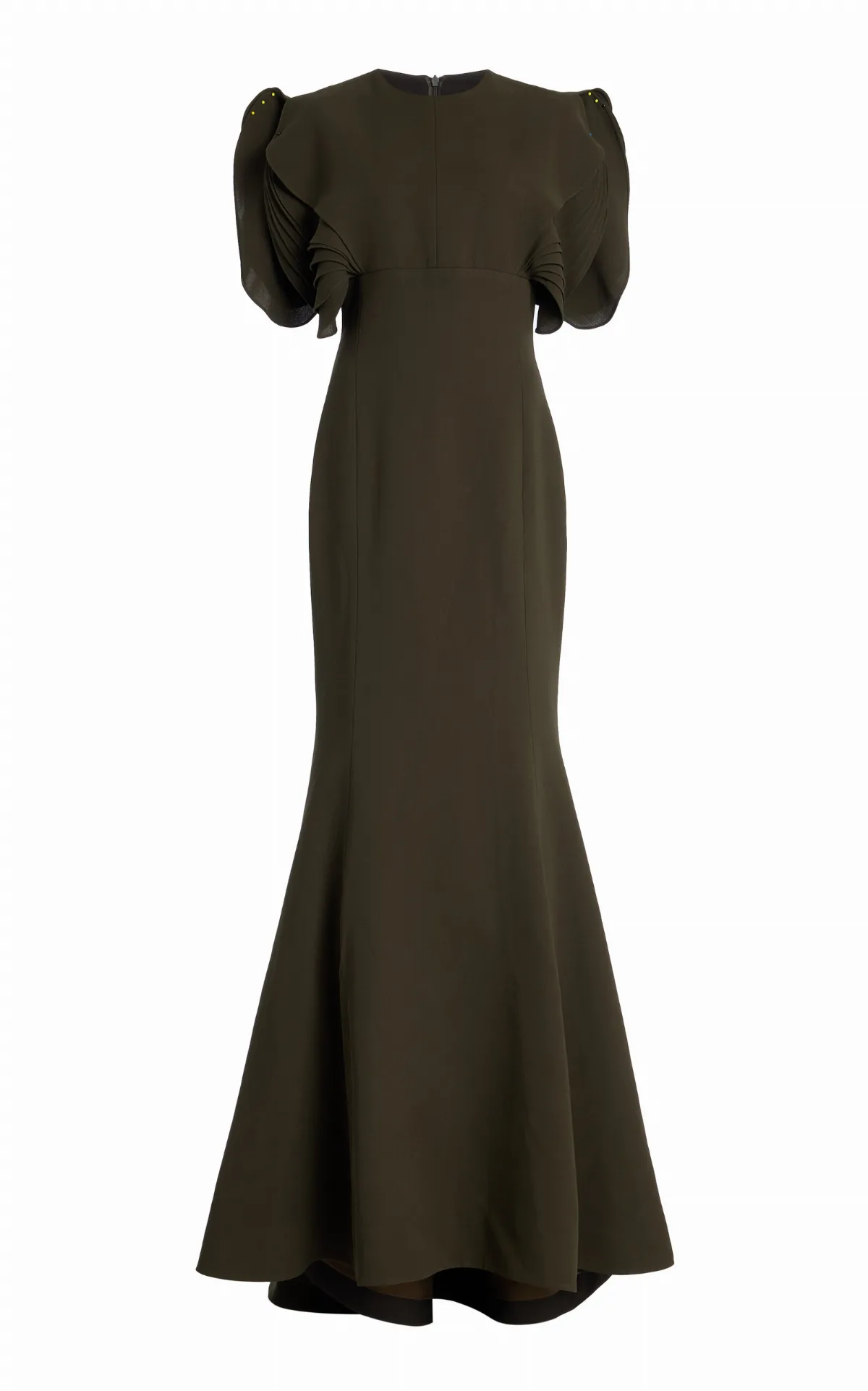 Petal-Sleeve Crepe Gown