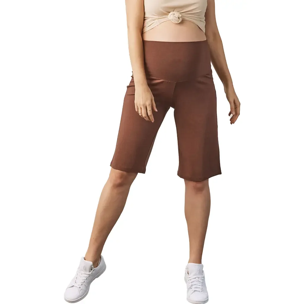Wide Leg Knit Maternity Shorts by Angel Maternity