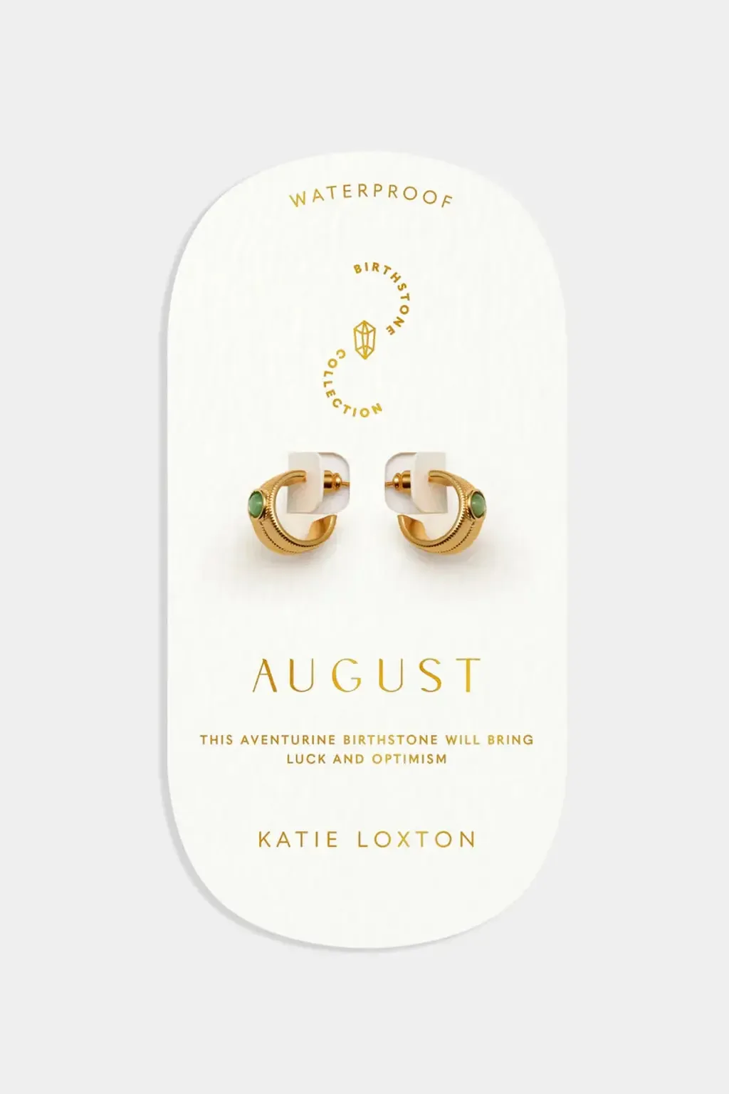 Waterproof Gold Birthstone Hoop Earrings by Katie Loxton