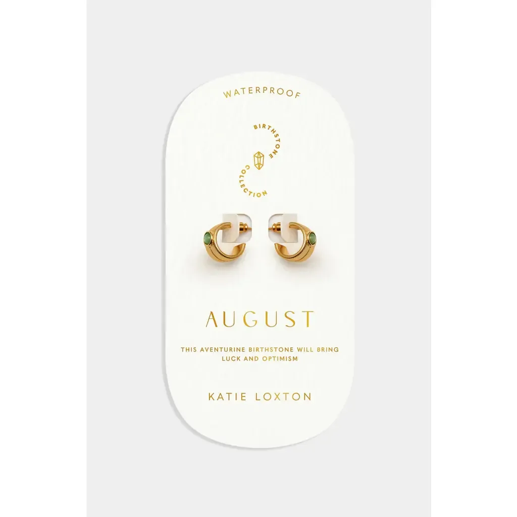 Waterproof Gold Birthstone Hoop Earrings by Katie Loxton