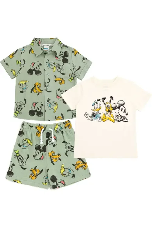 Mouse Button-Down Shirt, Tee and Shorts Set by Disney