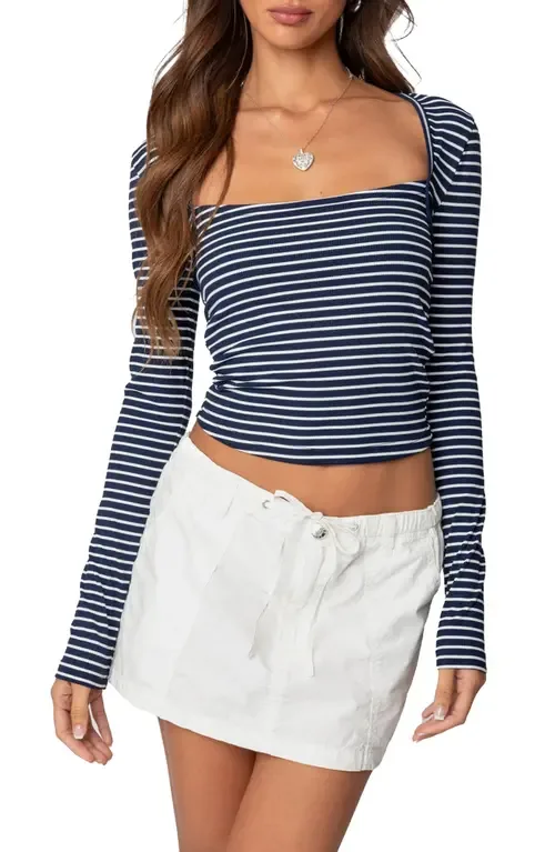Alex Stripe Stretch Cotton Top by EDIKTED