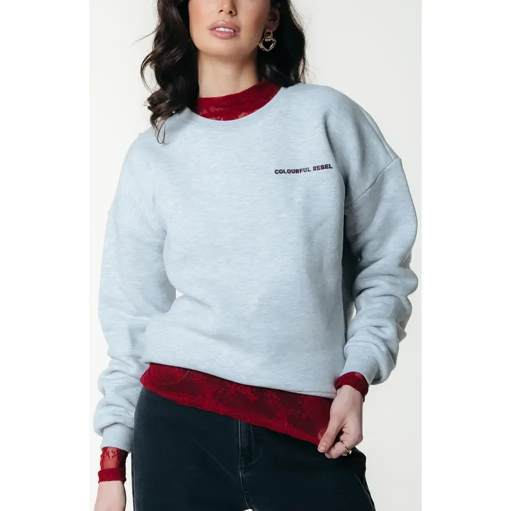 CR Round Flower Dropped Shoulder Sweat by Colourful Rebel