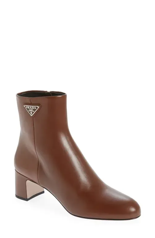 Logo Block Heel Bootie