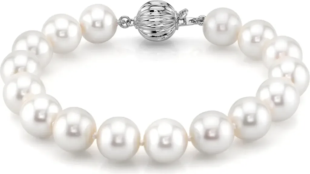 9.5-10.5mm White Freshwater Pearl Bracelet - Premier AAAA Quality by The Pearl Source