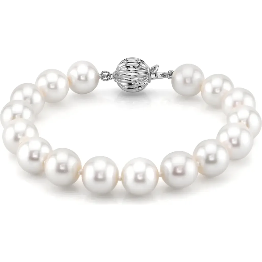 9.5-10.5mm White Freshwater Pearl Bracelet - Premier AAAA Quality