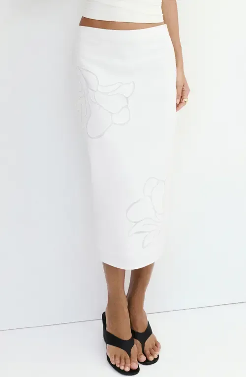 Floral Embroidered Midi Skirt by MANGO