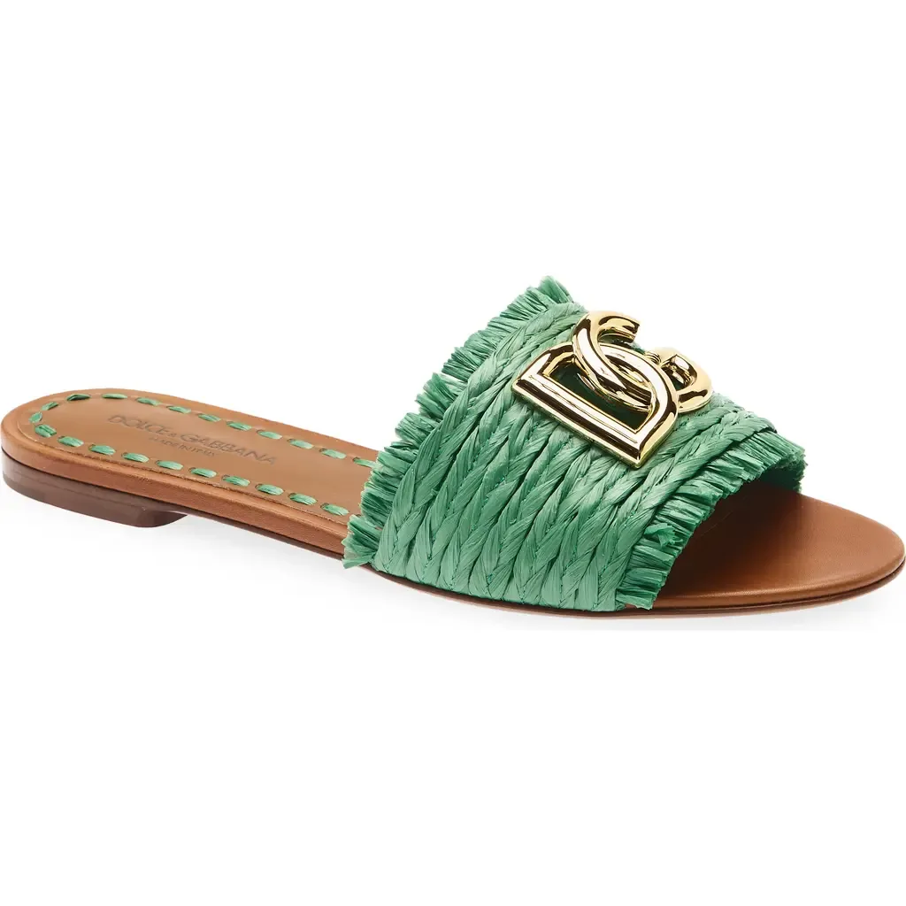 DG Logo Raffia Slide Sandal by Dolce&Gabbana