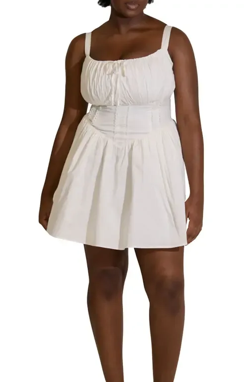 Camille Fuller Bust Cotton Mini Corset Dress by Taideux