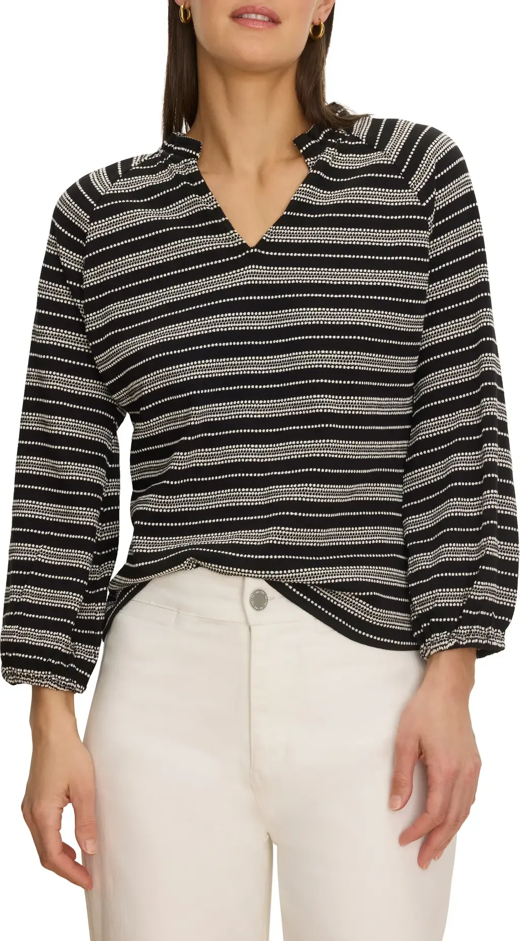 Jacquard Stripe Knit Cotton Top