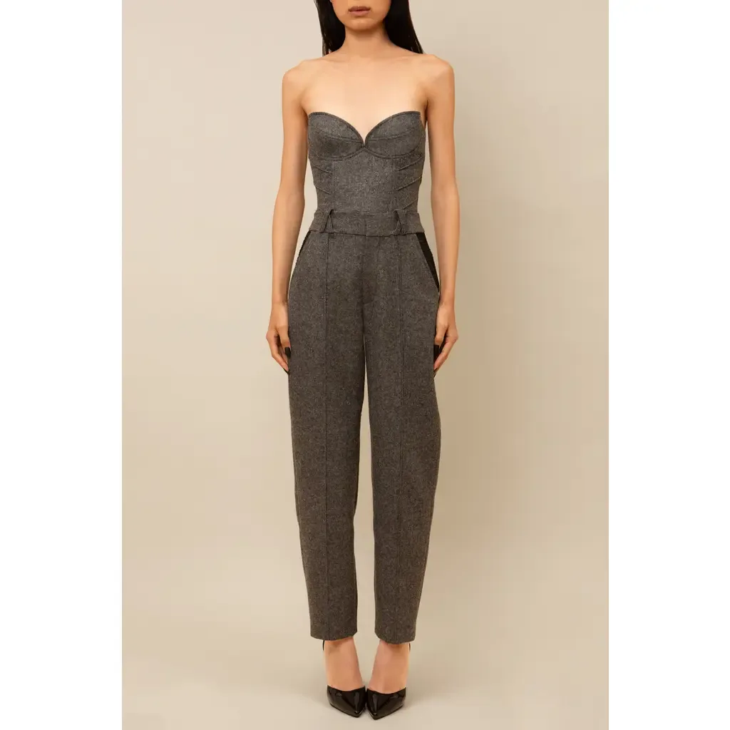 Aconitum Tailored Wool Mesh-Detail Trouser by Contessa Mills