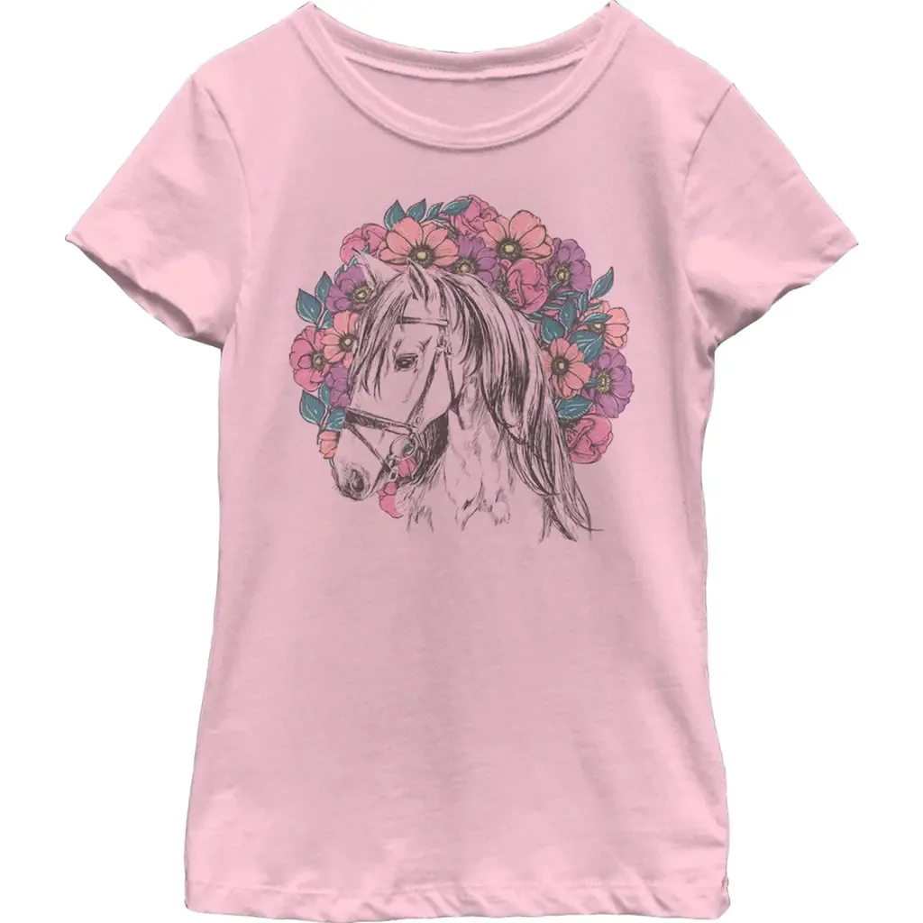 Floral Horse Love at First Ride Short Sleeve Graphic T-Shirt by Lost Gods