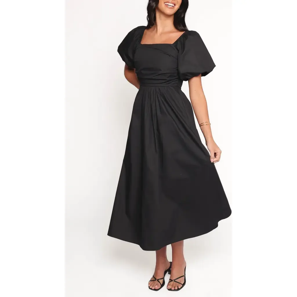 Clo Puff Sleeve Midi Dress by Petal & Pup