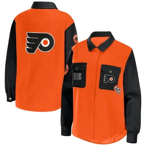 WEAR by Erin Andrews Philadelphia Flyers Colorblock Button-Up Shirt Jacket by WEAR by Erin Andrews