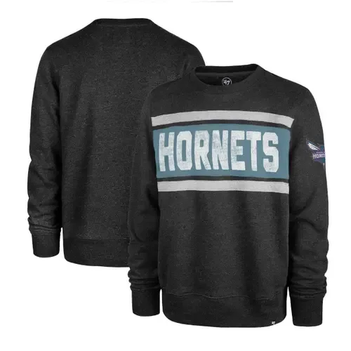 '47 Heather Black Charlotte Hornets Tribeca Emerson Pullover Sweatshirt by '47