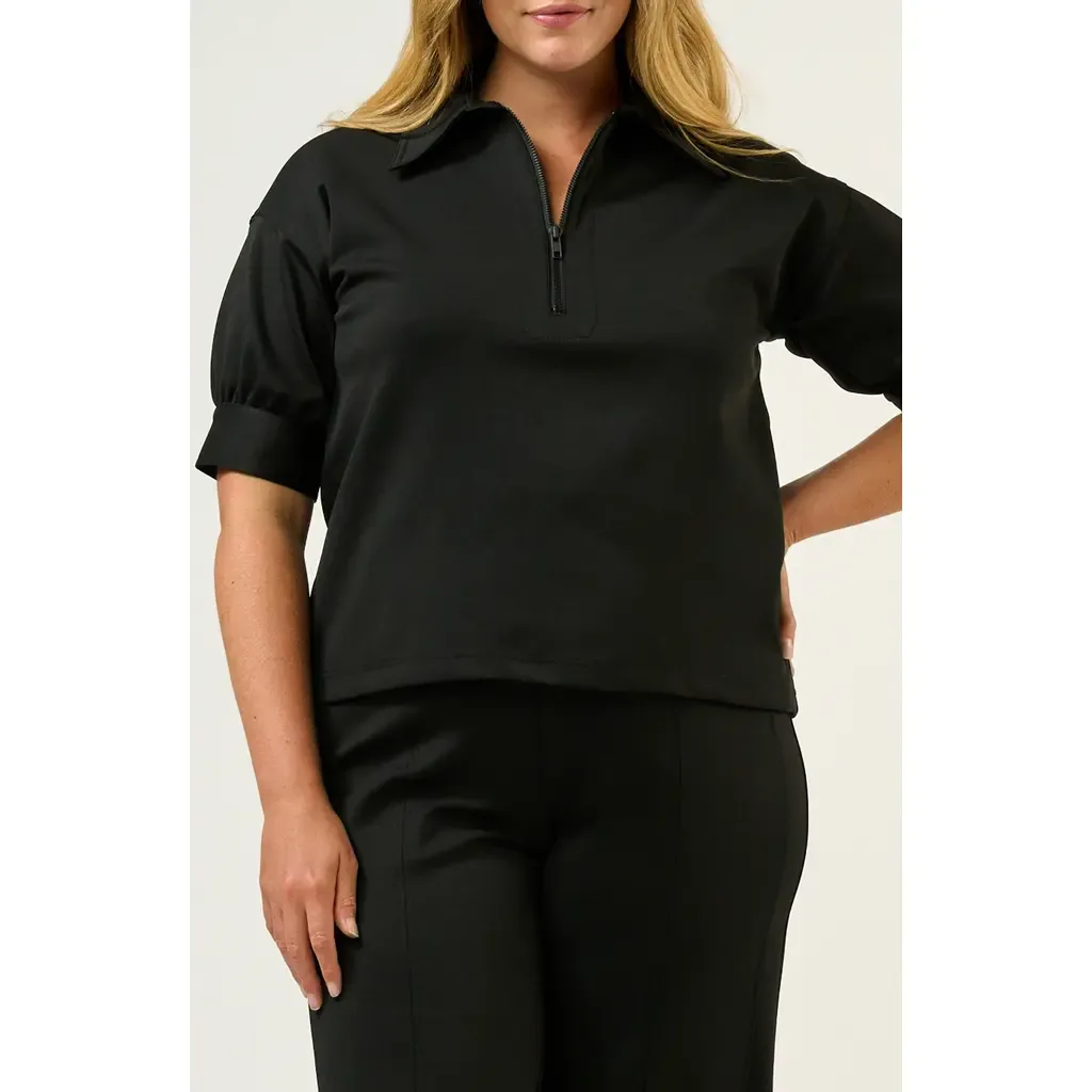 Jolene Puff Sleeve Half Zip Top by Estelle
