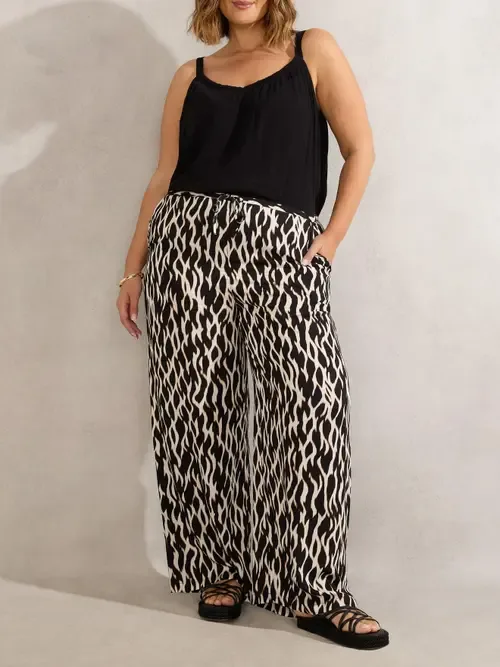Drawstring Waist Wide Leg Pants by Live Unlimited